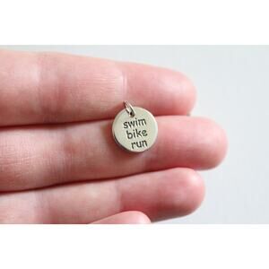 Sterling Silver Swim Bike Run Charm, Swim Bike Run Pendant